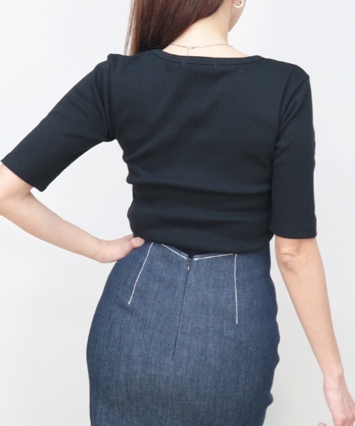 AMBIENT(アンビエント)の「ラウンドネックハーフスリーブTシャツ(Tシャツ/カットソー・レディース・グレー/ブラック/ホワイト・FREE)」の5枚目の写真