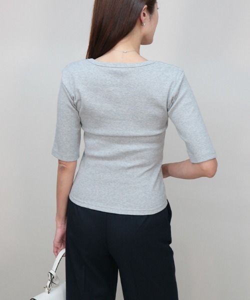 AMBIENT(アンビエント)の「ラウンドネックハーフスリーブTシャツ(Tシャツ/カットソー・レディース・グレー/ブラック/ホワイト・FREE)」の14枚目の写真