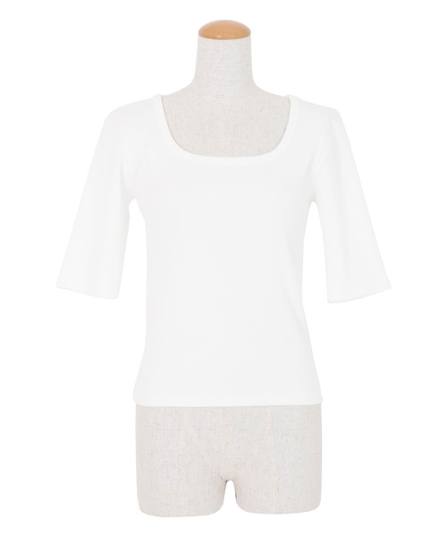 AMBIENT(アンビエント)の「ラウンドネックハーフスリーブTシャツ(Tシャツ/カットソー・レディース・グレー/ブラック/ホワイト・FREE)」の10枚目の写真