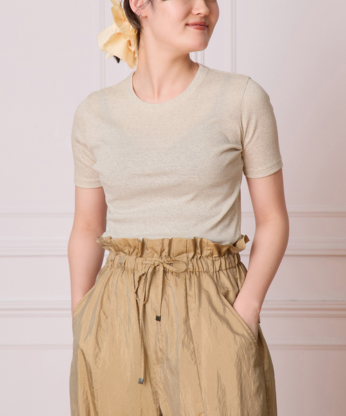 tシャツ 「追加」IENA LA BOUCLE ライトリブハーフスリーブプルオーバー2 レディース 追加》IENA LA BOUCLE ライトリブハーフスリーブプルオーバー2