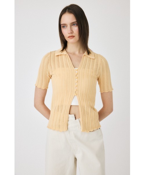 MOUSSY（マウジー）の「COTTON KNIT OPENWORK カーディガン（カーディガン/ボレロ・レディース・ブラック/オフホワイト/オレンジ系その他・FREE）」の2枚目の写真