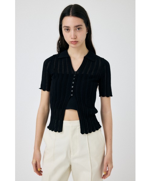 MOUSSY（マウジー）の「COTTON KNIT OPENWORK カーディガン（カーディガン/ボレロ・レディース・ブラック/オフホワイト/オレンジ系その他・FREE）」の3枚目の写真