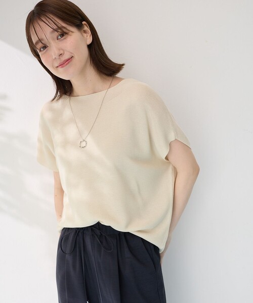 ANY(エニィ)の「【新色追加/14色展開】アクリルガーターフレンチスリーブニット(ニット/セーター・レディース・グリーン系/ブラック系1/ピンク系/ブルー系/ブラック系/イエロー系/アイボリー系/ネイビー系1/ベージュ系/ベージュ系2/ダルブルー系/ネイビー系/ブラウン系/レッド系・4)」の16枚目の写真