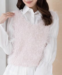 CLEAR BASIC | ラメシャギーニットベスト [着回し力抜群 レイヤード カジュアル 大人]≪SS新作≫(ニット/セーター)