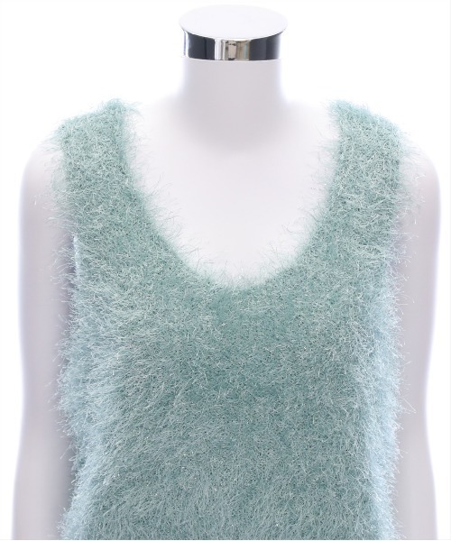 CLEAR BASIC（クリアベーシック）の「ラメシャギーニットベスト [着回し力抜群 レイヤード カジュアル 大人]≪SS新作≫（ニット/セーター・レディース・アイボリー/グリーン/ピンク・F）」の14枚目の写真