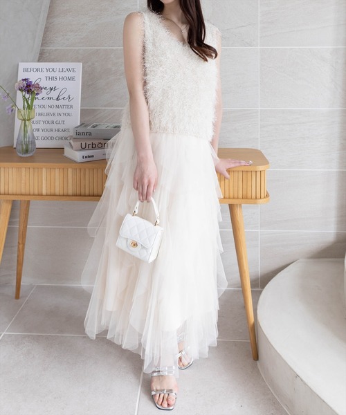 CLEAR BASIC（クリアベーシック）の「ラメシャギーニットベスト [着回し力抜群 レイヤード カジュアル 大人]≪SS新作≫（ニット/セーター・レディース・アイボリー/グリーン/ピンク・F）」の9枚目の写真