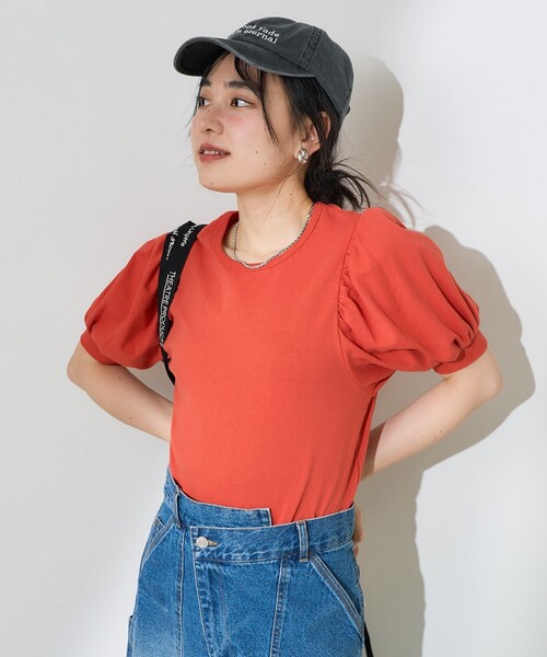 FREAK'S STORE（フリークスストア）の「バルーンスリーブ ショートスリーブTシャツ（Tシャツ/カットソー・レディース・オフホワイト/ブラック/レッド/ベージュ・ﾌﾘ-）」の8枚目の写真