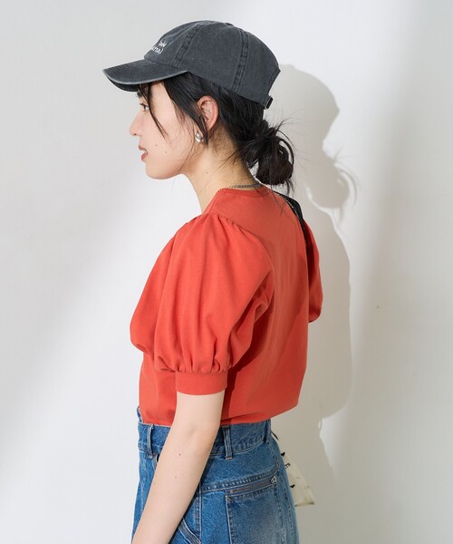 FREAK'S STORE（フリークスストア）の「バルーンスリーブ ショートスリーブTシャツ（Tシャツ/カットソー・レディース・オフホワイト/ブラック/レッド/ベージュ・ﾌﾘ-）」の9枚目の写真