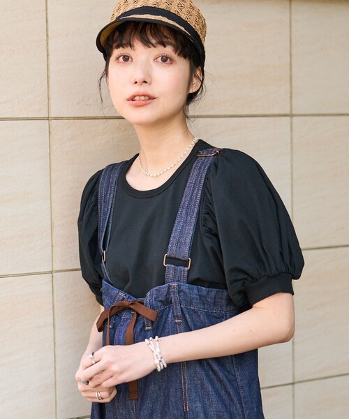 FREAK'S STORE（フリークスストア）の「バルーンスリーブ ショートスリーブTシャツ（Tシャツ/カットソー・レディース・オフホワイト/ブラック/レッド/ベージュ・ﾌﾘ-）」の20枚目の写真