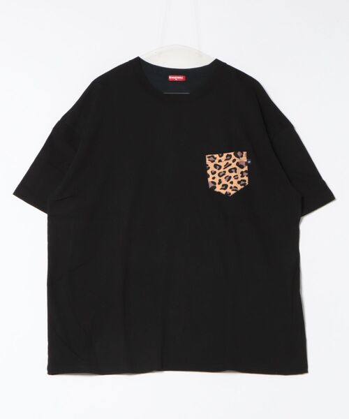BABYDOLL(ベビードール)の「【綿100%】 親子お揃い ヒョウ柄ポケットTシャツ 0543A(Tシャツ/カットソー・メンズ・ブラック/ピンク系その他7/ホワイト・S/M/L/XL)」の2枚目の写真