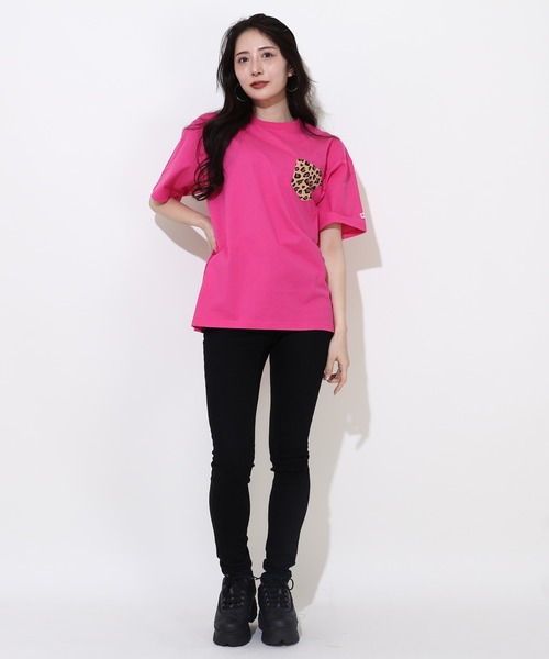 BABYDOLL(ベビードール)の「【綿100%】 親子お揃い ヒョウ柄ポケットTシャツ 0543A(Tシャツ/カットソー・メンズ・ブラック/ピンク系その他7/ホワイト・S/M/L/XL)」の6枚目の写真