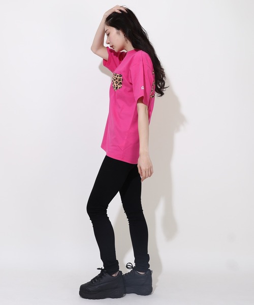 BABYDOLL(ベビードール)の「【綿100%】 親子お揃い ヒョウ柄ポケットTシャツ 0543A(Tシャツ/カットソー・メンズ・ブラック/ピンク系その他7/ホワイト・S/M/L/XL)」の10枚目の写真