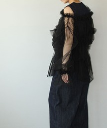 「MAISON CHUCLLA」ギャザーネック チュールブラウス chwj25s02 レディース MAISON CHUCLLA】ギャザーネック チュールブラウス chwj25s02