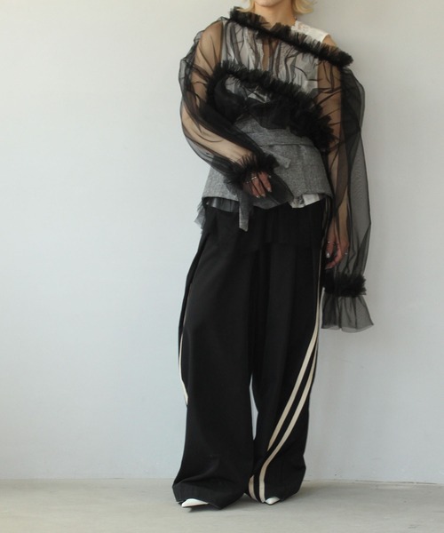 「MAISON CHUCLLA」ギャザーネック チュールブラウス chwj25s02 レディース MAISON CHUCLLA】ギャザーネック チュールブラウス chwj25s02