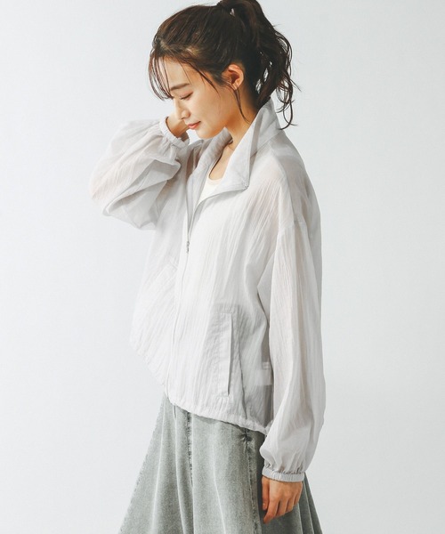 GLOBAL WORK（グローバルワーク）の「エアかるシアースタンドブルゾン/289976（ブルゾン・レディース・ライトグレー/アイボリー/スミクロ・SHORT/REGULAR）」の11枚目の写真
