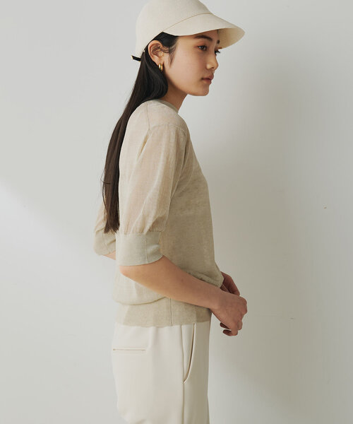 【新品タグ付】ウィムガゼット★シアーハーフスリーブニット★ Whim Gazette（ウィムガゼット）の「シアーリネンハーフスリーブ