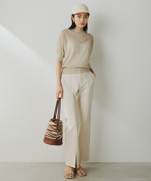 Whim Gazette(ウィムガゼット)の「シアーリネンハーフスリーブプルオーバー(ニット/セーター・レディース・レッド/ベージュ/ブラック・FREE)」の18枚目の写真