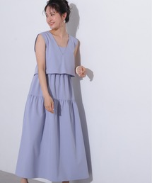 美品 ナチュラルビューティー ワンピース ネイビー フレア Aライン ロング ワンピース ロングワンピース マキシ フレアワンピース