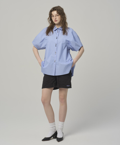 Firsthand（ファーストハンド）の「Firsthand/ファーストハンド 切替デザイン バルーンスリーブシャツ / 5分袖 ブラウス（シャツ/ブラウス・レディース・ストライプ/ホワイト/ブラック/ブラウン/ブルー/ミント・FREE/ﾌﾘ-）」の11枚目の写真