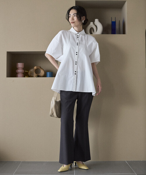 Firsthand（ファーストハンド）の「Firsthand/ファーストハンド 切替デザイン バルーンスリーブシャツ / 5分袖 ブラウス（シャツ/ブラウス・レディース・ストライプ/ホワイト/ブラック/ブラウン/ブルー/ミント・FREE/ﾌﾘ-）」の21枚目の写真