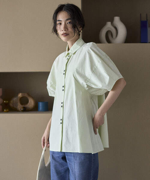 Firsthand（ファーストハンド）の「Firsthand/ファーストハンド 切替デザイン バルーンスリーブシャツ / 5分袖 ブラウス（シャツ/ブラウス・レディース・ストライプ/ホワイト/ブラック/ブラウン・FREE/ﾌﾘ-）」の19枚目の写真