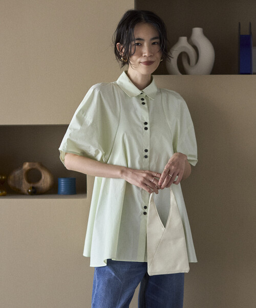 Firsthand（ファーストハンド）の「Firsthand/ファーストハンド 切替デザイン バルーンスリーブシャツ / 5分袖 ブラウス（シャツ/ブラウス・レディース・ストライプ/ホワイト/ブラック/ブラウン・FREE/ﾌﾘ-）」の17枚目の写真