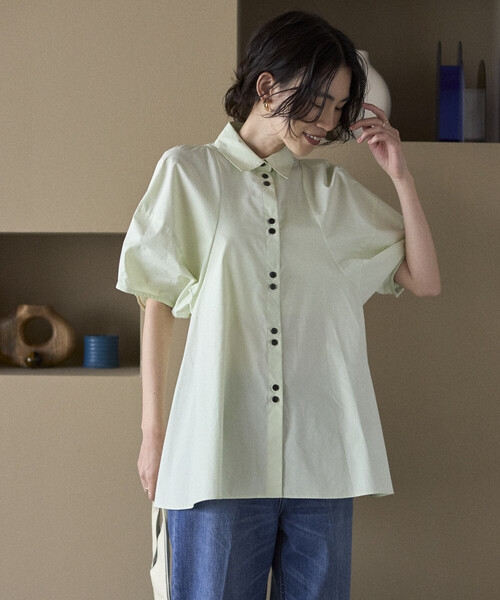 Firsthand（ファーストハンド）の「Firsthand/ファーストハンド 切替デザイン バルーンスリーブシャツ / 5分袖 ブラウス（シャツ/ブラウス・レディース・ストライプ/ホワイト/ブラック/ブラウン・FREE/ﾌﾘ-）」の16枚目の写真