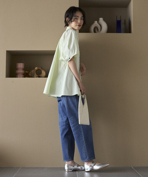 Firsthand（ファーストハンド）の「Firsthand/ファーストハンド 切替デザイン バルーンスリーブシャツ / 5分袖 ブラウス（シャツ/ブラウス・レディース・ストライプ/ホワイト/ブラック/ブラウン・FREE/ﾌﾘ-）」の13枚目の写真