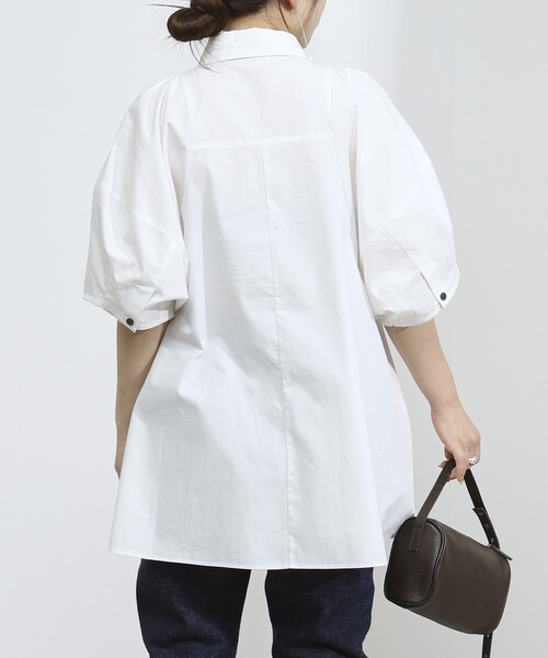 Firsthand(ファーストハンド)の「Firsthand/ファーストハンド 切替デザイン バルーンスリーブシャツ / 5分袖 ブラウス(シャツ/ブラウス・レディース・ストライプ/ホワイト/ブラック/ブラウン・FREE/フリ-)」の17枚目の写真