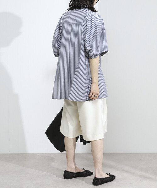 Firsthand(ファーストハンド)の「Firsthand/ファーストハンド 切替デザイン バルーンスリーブシャツ / 5分袖 ブラウス(シャツ/ブラウス・レディース・ストライプ/ホワイト/ブラック/ブラウン・FREE/フリ-)」の18枚目の写真