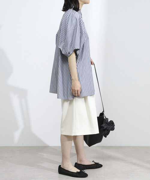 Firsthand（ファーストハンド）の「Firsthand/ファーストハンド 切替デザイン バルーンスリーブシャツ / 5分袖 ブラウス（シャツ/ブラウス・レディース・ストライプ/ホワイト/ブラック/ブラウン/ブルー/ミント・FREE/ﾌﾘ-）」の15枚目の写真