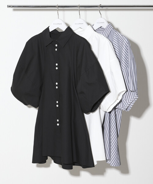 Firsthand（ファーストハンド）の「Firsthand/ファーストハンド 切替デザイン バルーンスリーブシャツ / 5分袖 ブラウス（シャツ/ブラウス・レディース・ストライプ/ホワイト/ブラック/ブラウン/ブルー/ミント・FREE/ﾌﾘ-）」の17枚目の写真