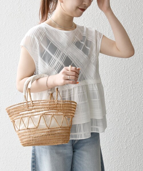 SHIPS for women / シップスウィメン SHIPS any:〈洗濯機可能〉シアー チェック ティアード ペプラム 2WAY ブラウス SHIPS any:〈洗濯機可能〉シアー チェック ティアード ペプラム