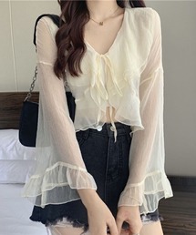 衿袖ﾌﾘﾙｼﾌｫﾝはおりブラウス