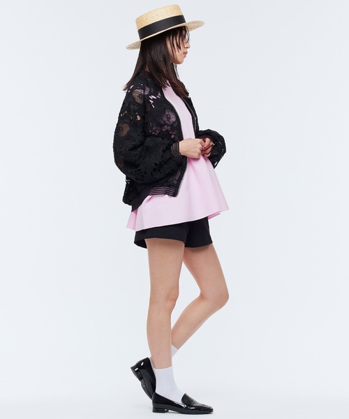 Narcissus（ナルシス）の「レースブルゾン　フラワー刺繍　シアーブルゾン　日焼け対策（ブルゾン・レディース・ホワイト/ブラック・FREE）」の6枚目の写真