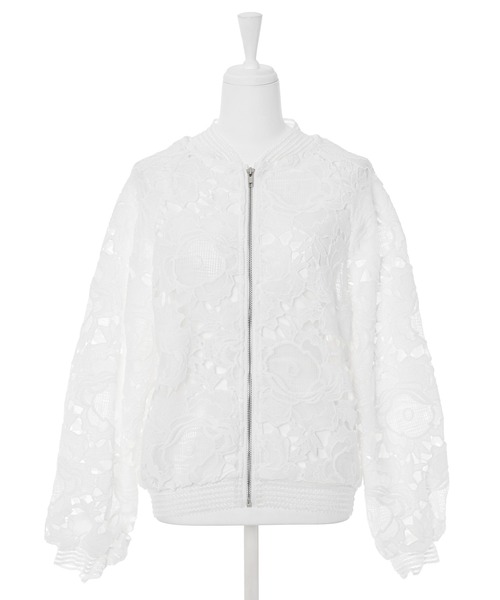 Narcissus（ナルシス）の「レースブルゾン　フラワー刺繍　シアーブルゾン　日焼け対策（ブルゾン・レディース・ホワイト/ブラック・FREE）」の7枚目の写真