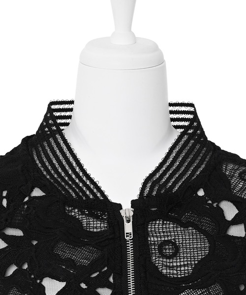 Narcissus（ナルシス）の「レースブルゾン　フラワー刺繍　シアーブルゾン　日焼け対策（ブルゾン・レディース・ホワイト/ブラック・FREE）」の11枚目の写真