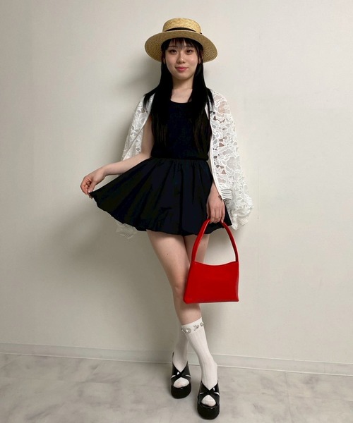 Narcissus（ナルシス）の「レースブルゾン　フラワー刺繍　シアーブルゾン　日焼け対策（ブルゾン・レディース・ホワイト/ブラック・FREE）」の13枚目の写真