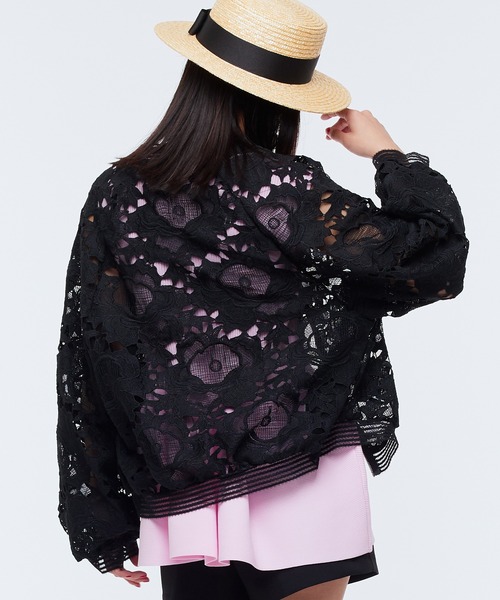 Narcissus（ナルシス）の「レースブルゾン　フラワー刺繍　シアーブルゾン　日焼け対策（ブルゾン・レディース・ホワイト/ブラック・FREE）」の15枚目の写真