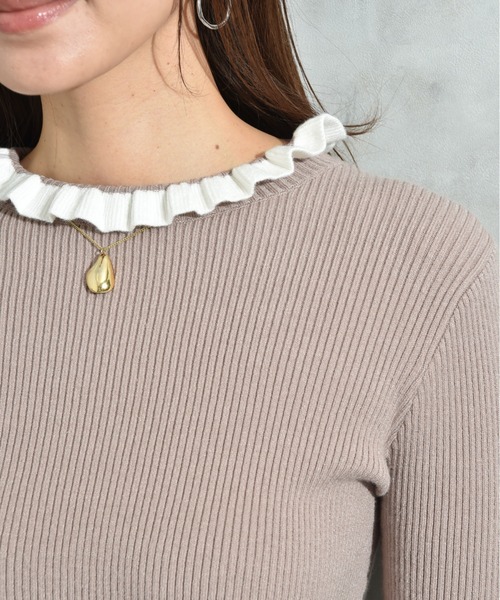 INTERPLANET（インタープラネット）の「フリル使いリブプルオーバー（ニット/セーター・レディース・ベージュ/ブラック/グレー・LARGE/MEDIUM）」の21枚目の写真