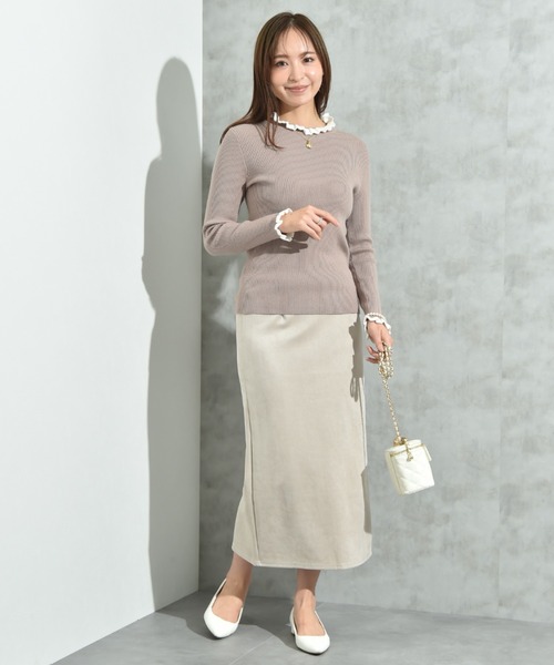 INTERPLANET（インタープラネット）の「フリル使いリブプルオーバー（ニット/セーター・レディース・ベージュ/ブラック/グレー・LARGE/MEDIUM）」の13枚目の写真