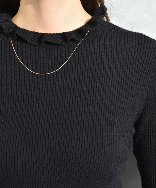 INTERPLANET（インタープラネット）の「フリル使いリブプルオーバー（ニット/セーター・レディース・ベージュ/ブラック/グレー・LARGE/MEDIUM）」の12枚目の写真