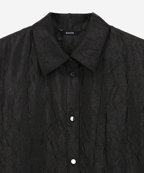 Bshop（ビショップ）の「eunoia | ポリエステル 半袖シャツワンピース WOMEN（シャツワンピース・レディース・ブラック・ONE）」の3枚目の写真