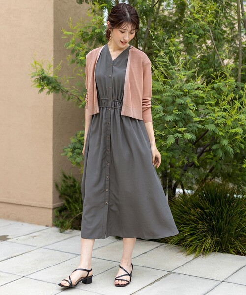 ANY SIS（エニィスィス）の「フロントボタンギャザー ワンピース（ワンピース・レディース・ダークグリーン系/グレー系/イエロー系・1/3/2）」の20枚目の写真