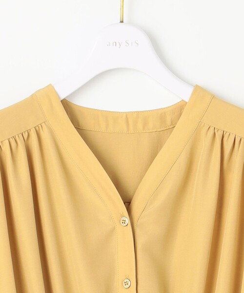 ANY SIS（エニィスィス）の「フロントボタンギャザー ワンピース（ワンピース・レディース・ダークグリーン系/グレー系/イエロー系・1/3/2）」の9枚目の写真