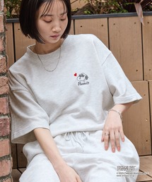 PEANUTS（ピーナッツ）の「【PEANUTS / SNOOPY】別注 ピーナッツ スヌーピー セットアップ ワンポイントハート刺繍 オーバーサイズ 半袖プルオーバースウェット＆ショートパンツ（セットアップ）」