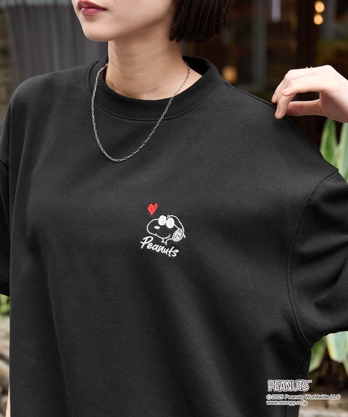 PEANUTS（ピーナッツ）の「【PEANUTS / SNOOPY】別注 ピーナッツ スヌーピー セットアップ ワンポイントハート刺繍 オーバーサイズ 半袖プルオーバースウェット＆ショートパンツ（セットアップ・レディース・ライトピンク/オートミール/スミクロ/ネイビー・M/L）」の18枚目の写真