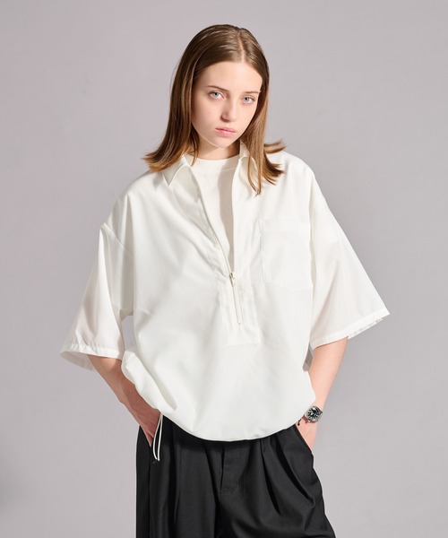 WETTEMPT（ウィテンプト）の「ZIP VAROUZE SHIRT / ジップヴァルーズシャツ（シャツ/ブラウス・メンズ・ブラック/オフホワイト/チャコールグレー・SMALL/MEDIUM/LARGE）」の2枚目の写真