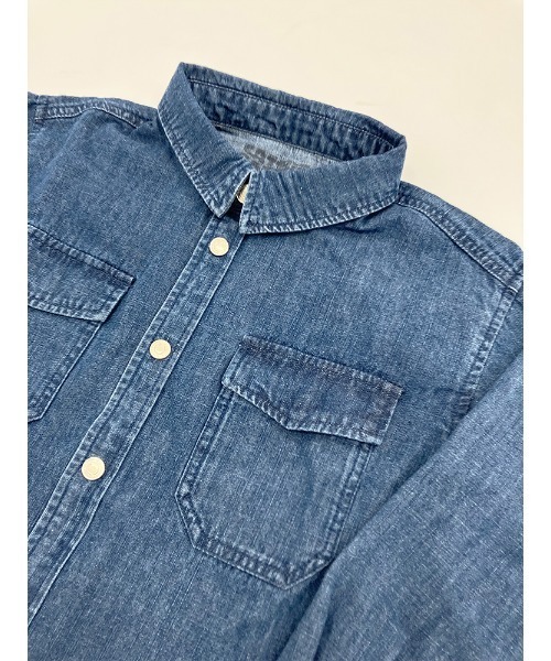 Catchup（ケチャップ）の「【Catchup】ライトオンスデニムシャツ（シャツ/ブラウス・キッズ・ネイビー/ブルー・100㎝/120㎝/130㎝/140㎝/150cm/90㎝/110㎝）」の15枚目の写真