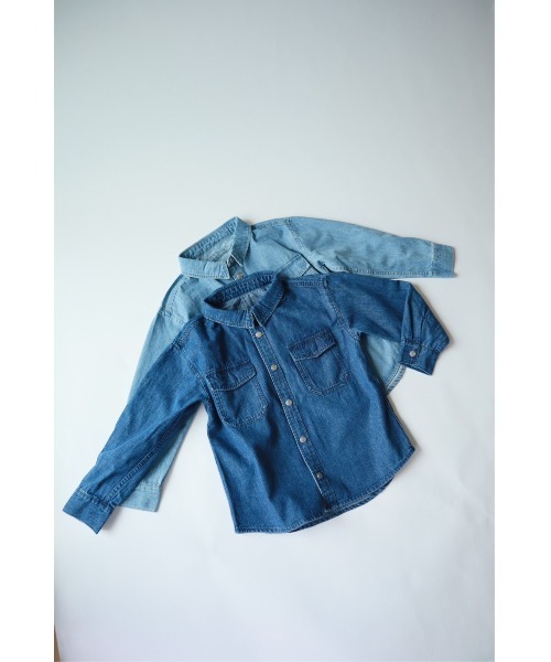 Catchup（ケチャップ）の「【Catchup】ライトオンスデニムシャツ（シャツ/ブラウス・キッズ・ネイビー/ブルー・100㎝/120㎝/130㎝/140㎝/150cm/90㎝/110㎝）」の8枚目の写真